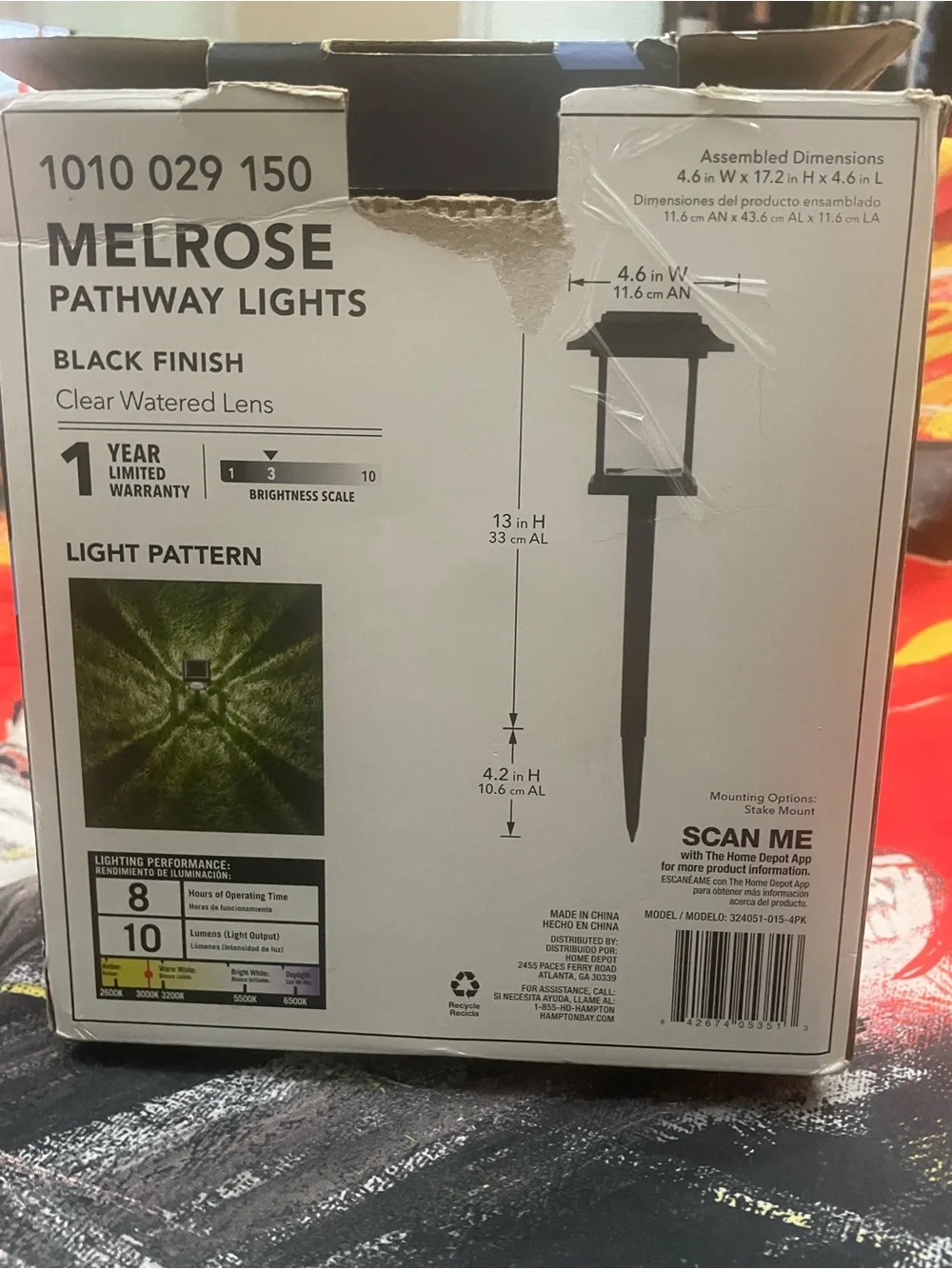 Set of 4 Hampton Bay Melrose Solar Pathway Lights Black 1010 029 150